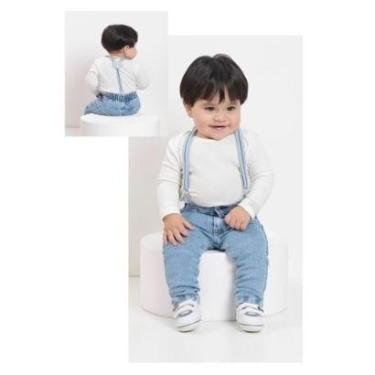 Imagem de Calça Jeans + Suspensório Luxo Bebê Menino Lessa Kids B9021-Masculino