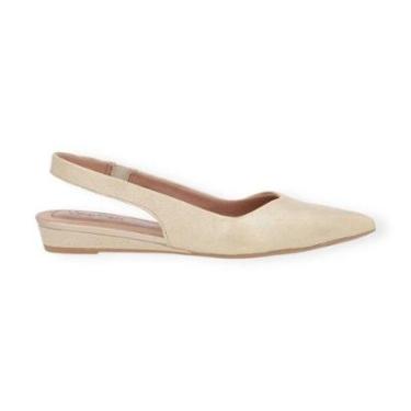 Imagem de Sapatilha Feminina Usaflex Couro Slingback Bico Fino Dourado-Feminino