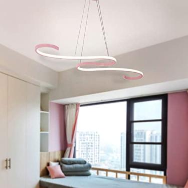 Imagem de Luminária pendente LED dimerizável, moderna, para mesa de jantar, com altura ajustável e controle remoto. Luminária pendente com design artístico para sala de jantar, escritório e sala de es