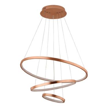 Imagem de Pendente 3 Anéis LED Rose Design Moderno 48W 4800lm 3000K Lustre Rosé Gold
