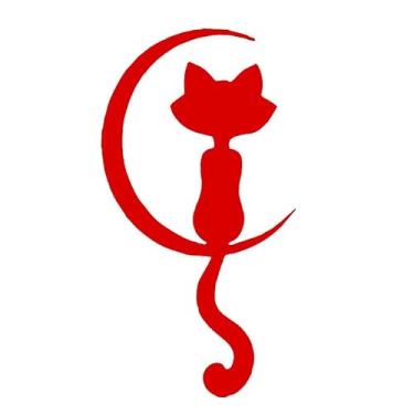 Imagem de Adesivo de Parede Gato na Lua, Decorativo para Porta e Box, Preto, 65x35cm, Design Silhueta (vermelho)