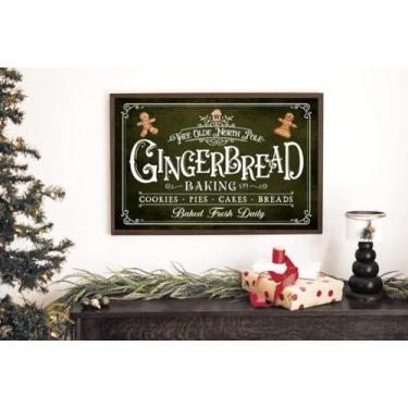 Imagem de Gingerbread Baking Company Placa de arte de parede, cartaz, placa de Natal, impressões em tela, arte de imagem, decoração de casa para cozinha de Natal, sem moldura