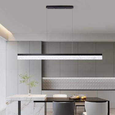 Imagem de Luminária pendente LED moderna para mesa de jantar, com intensidade ajustável, controle remoto, temperatura de cor de 3000K a 6000K, estilo lustre, ideal para sala de jantar, cozinha, escrit