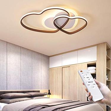 Imagem de Luminária de teto LED para bebê, luminária infantil com desenho animado, lustre moderno e criativo para quarto de menino ou menina, design em formato de coração, cúpula de acrílico, marrom.