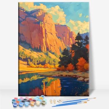 Imagem de BOULDER FLATIRONS ARIZONA Tela Emoldurada DIY Kit de Pintura por Números Bar Café Caverna Casa de Banho Parede Banheiro Varanda Pátio Decoração Presente, 40,6 x 30,5 cm