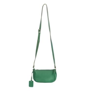 Imagem de Bolsa Transversal Feminina Carina Couro Legítimo Premium Compacta com Alça Regulável e Fecho em Zíper – Elegante, Leve e Versátil para Uso Diário (Verde)