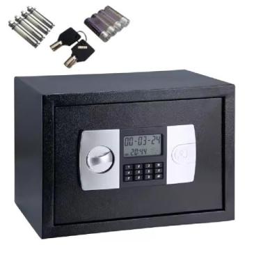 Imagem de COFRE DIGITAL ELETRONICO GRANDE COM SUPORTE DE PAREDE DISPLAY LCD CHAVE SENHA BANDEJA CHUMBADORES
