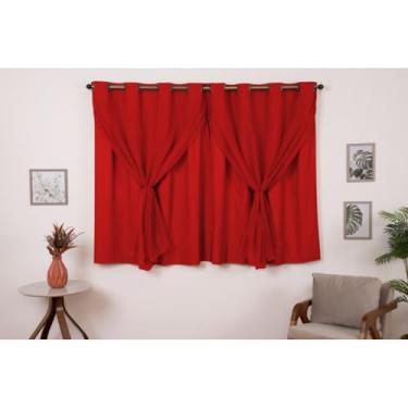 Imagem de Cortina Com Blackout Janela Varios Tamanhos Sala/Quarto Blackout PVC com Tecido (vermelho,2,80 X 1,80)