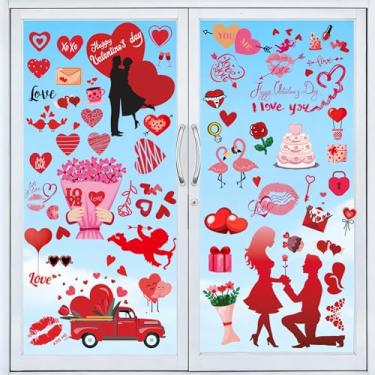 Imagem de Soarvita Adesivos de janela de dia dos namorados: 103 peças adesivos de janela de coração dupla face para portas e janelas de vidro, decorações românticas de amor para casa, sala de aula, escritório