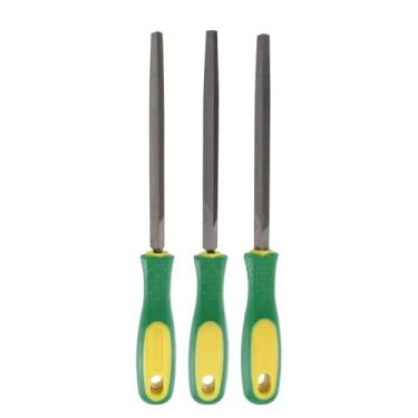 Imagem de HARFINGTON 3 peças, lixa triangular, grossa, média/fina, 15 cm, dentes de corte duplo, aço de alto carbono, lima de plástico para remoção de rebarbação de madeira de metal