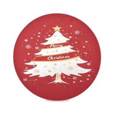 Imagem de STAYTOP Jogo americano redondo de árvore de Natal, 6 peças, tapetes de mesa antiderrapantes fáceis de limpar para decoração de mesa de festa de churrasco em casa