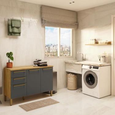 Imagem de Conjunto para Lavanderia com 2 Peças 100% Mdf Itália Espresso Móveis