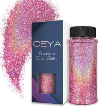 Imagem de Ceya 100 g de glitter ultrafino em pó com glitter holográfico rosa 1/128" 0,2 mm para geleca resina epóxi artesanal, joias, arte de unhas, festival, maquiagem, scrapbook, pintura de cartões de casamento