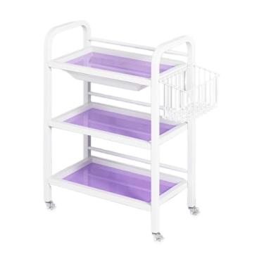 Imagem de Carrinho de salão multiuso com rodas – Carrinho de armazenamento compacto para barbearia, 4 rodízios, gavetas ocultas, ideal para salão, spa, estúdio de tatuagem, design que economiza espaço (cor 1)