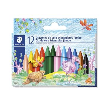 Imagem de Giz de Cera Staedtler Triangular Jumbo com 12 Cores Vibrantes 120g