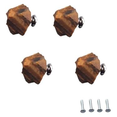 Imagem de JGHITROME Puxadores de gaveta de cristal de strass, puxador estilo europeu, 4 peças, puxadores de cristal natural, puxadores de pedra para armário de armário, gaveta, cômoda, escritório em casa, faça