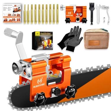 Imagem de OMCCHK Afiador de corrente portátil, ferramenta de afiação de motosserra com 10 brocas banhadas em titânio, kit universal de afiação de motosserra, apontador portátil de ferramentas de jardim para