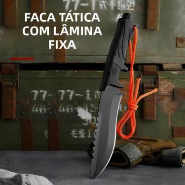 Imagem de Faca Tática De Caça E Camping Com Lâmina Fixa Bowie E Bainha Full Tang