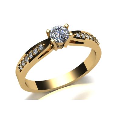 Imagem de Anel Noivado Ouro Amarelo Com Diamantes 18k