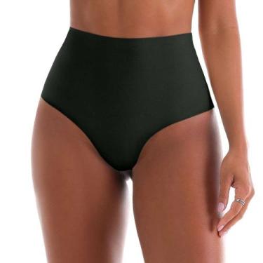 Imagem de Calcinha Fio Dental Alta Nude Cotton Preto Zee Rucci, GG