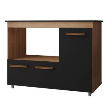 Imagem de Balcão Cooktop 3 Portas MDP Dobradiças Metálicas Pés Anita Savana / Pr