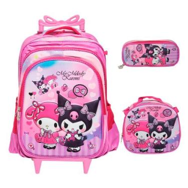 Imagem de Kit Mochila Infantil Rodinha Feminina Resistente Espaçosa - Plike