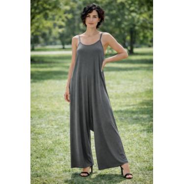 Imagem de Macacão Alcinha Pantalona Com Bolso - modanascimento, Cinza, GG