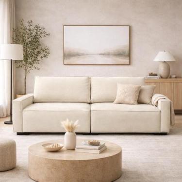 Imagem de Sofá 3 Lugares Moderno Contemporâneo Sala Recepção Suede - Tatite Deco