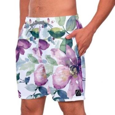 Imagem de Short Praia Premium Masculino Academia Fitness Caminhada Estampado Florido Floral Estilo-Masculino