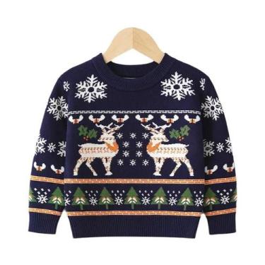 Imagem de Suéter De Natal Infantil Em Tricô, Pulôver De Algodão Macio Com Estamp