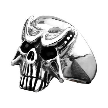 Imagem de Anel Gótico Masculino De Caveira Em Aço Inoxidável Dourado - Joia Punk
