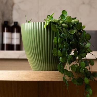 Imagem de Cachepot Lyor Névoa 18cm x 18cm x 15cm Verde Plástico