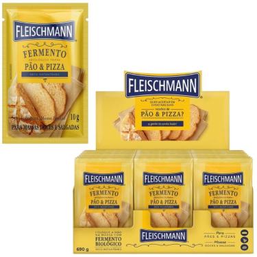 Imagem de Caixa 69 Fermento Biológico Seco 10g Massa Pão e Pizza Instantâneo Fleischmann