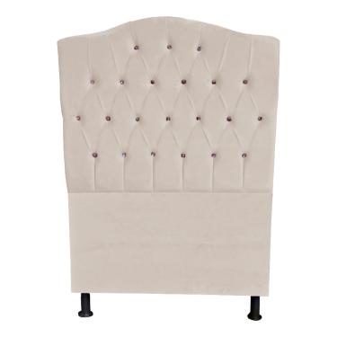 Imagem de Cabeceira para Cama Box Princesa Solteiro Suede Botões Strass 90x127x10cm Espelhado Do...