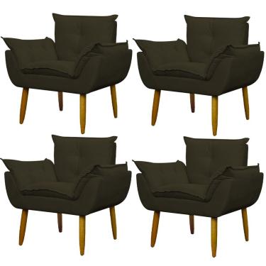 Imagem de Kit 4 Poltronas Decorativas Opala Sala E Quarto Suede Marrom Escuro Herrero