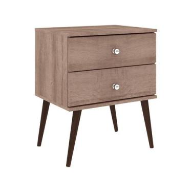 Imagem de Mesa de Cabeceira Retrô Inovador com 2 Gavetas - Rústico - Movelbento,