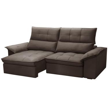 Imagem de Sofá 3 Lugares Retrátil Reclinável Para Sala 210cm Giotto F04 Veludo Marrom - Lyam Decor