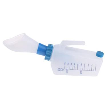Imagem de Prettyia Pacientes idosos, garrafa reutilizável de urinol feminino, recipiente de drenagem noturna de plástico coletor para mulheres velhas - azul