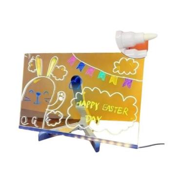 Imagem de Luminária De Mesa Infantil USB LED Com Quadro De Mensagens Acrílico Ap
