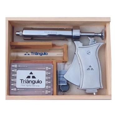 Imagem de Seringa vet. aut. 50ml completa ( caixa madeira ) - Triângulo, Prata, 