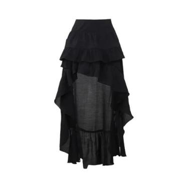 Imagem de Saia Gótica Kawaii Preta Em Camadas, Estilo Retrô Dos Anos 90, Com Bar