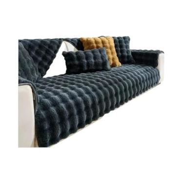 Imagem de Capa De Sofá De Pelúcia De Coelho Antiderrapante Quente De Inverno Com