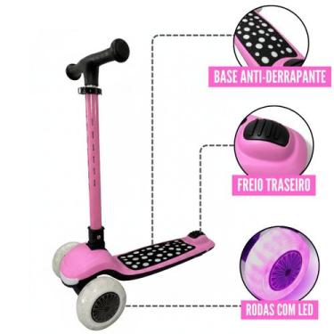 Imagem de Patinete Joy Infantil LED Brilhante Suporta 80kg com Musical via Bluet