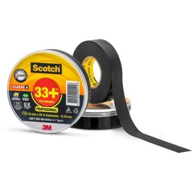 Imagem de Fita Isolante Elétrica Scotch 33+ 19MM X 20M para Isolação de Fios Até 750V Resistente a Raios UV Preto Scotch