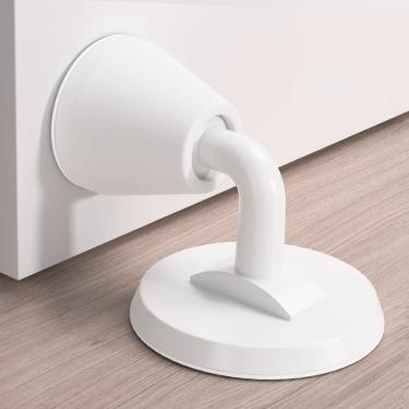 Imagem de Trava de Porta Adesiva Kit Peso Fixador Amortece Impacto e Protege Paredes Branco OEM