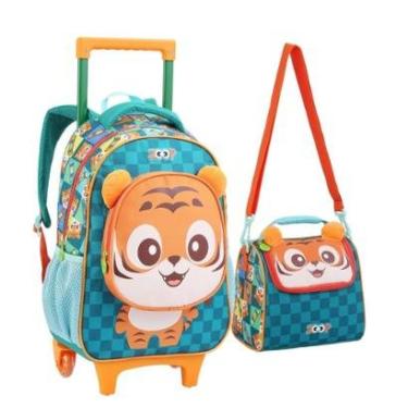 Imagem de Kit Mochila Rodinhas e Lancheira Infantil Animais-Unissex