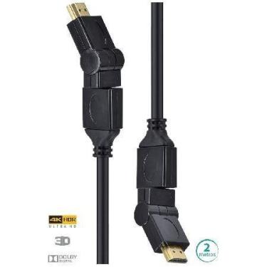 Imagem de Cabo Hdmi 2.0 4k Ultra Hd 3d Conexão Ethernet Conectores 360 2 Metros 