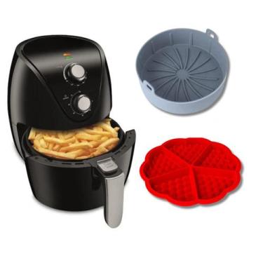 Imagem de Forma De Silicone Airfryer Antiaderente Nao Gruda Forro 2 uni - Kit fo