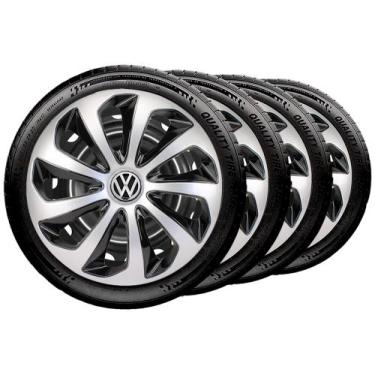 Imagem de Jogo 4 Calota 14 Velox Silver Black Vw Gol G1 G2 G3 G4 G5 Up - Elitte