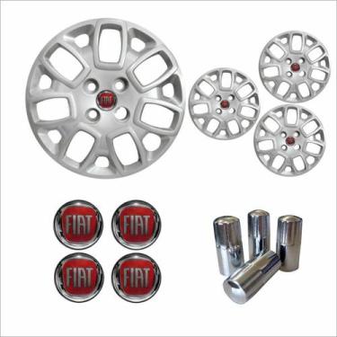 Imagem de Jogo Calota Aro 14 Uno Attractive 2014 Fiat + Emblema Resinado + Tampa